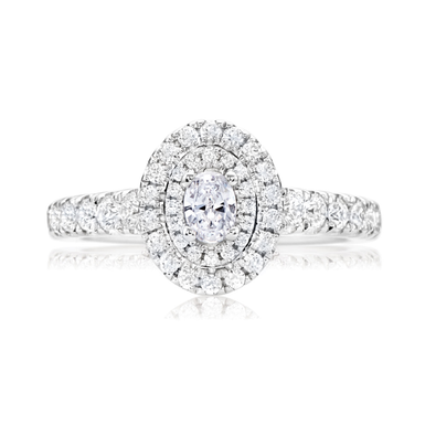 Vera Wang LOVE 18ct White Gold Oval & Round Cut 1.00ctw Diamond Ring