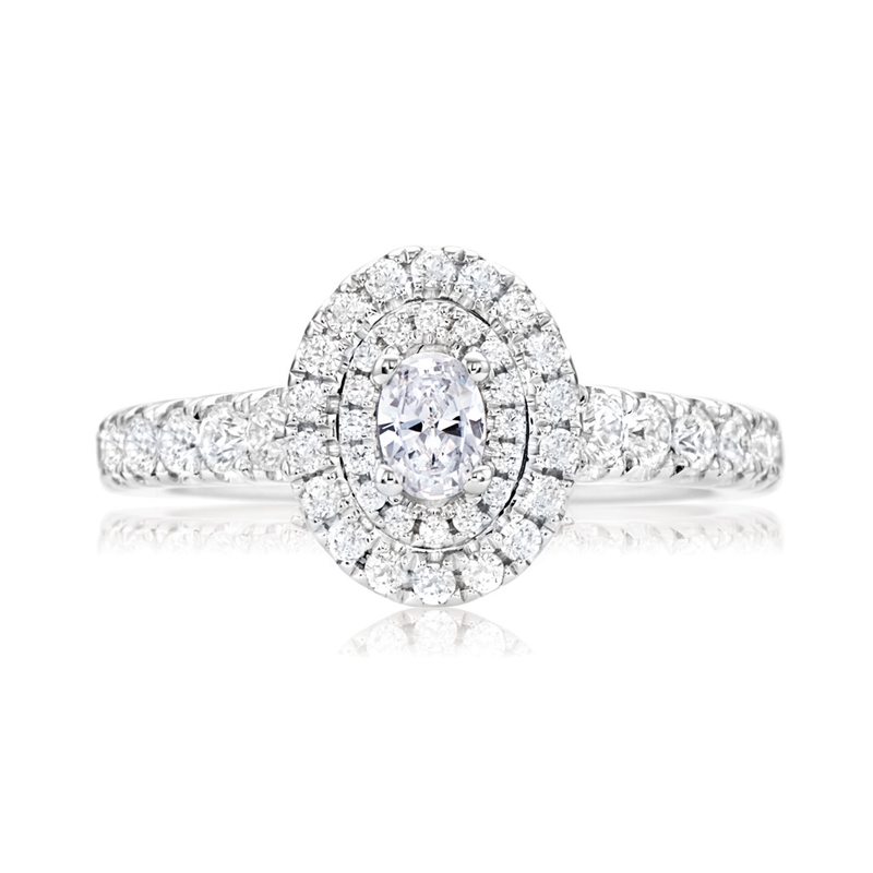 Vera Wang LOVE 18ct White Gold Oval & Round Cut 1.00ctw Diamond Ring