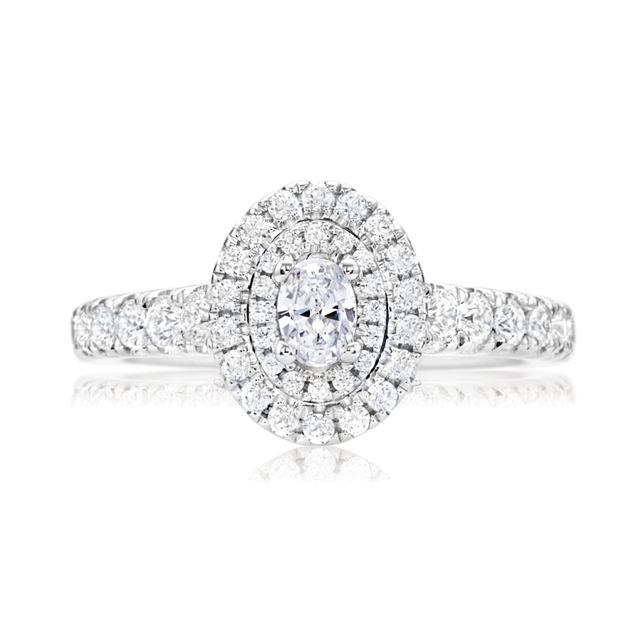 Vera Wang LOVE 18ct White Gold Oval & Round Cut 1.00ctw Diamond Ring