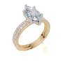 18ct Yellow Gold Marquise Cut 1.91 Carat tw of Lab-Grown Diamond Ring and 18ct Yellow Gold 0.38 Carat tw of Lab-Grown  Diamond Band