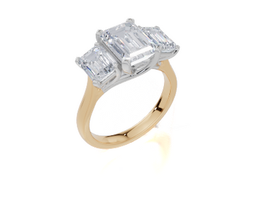 18ct Yellow Gold Emerald Cut 3.50 Carat tw of Diamond Ring
