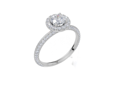 18ct White Gold Round Cut 1.02 Carat tw of  Diamond Ring