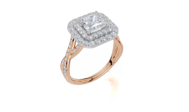 18ct Rose Gold Princess Cut 1.75 Carat tw of Lab-Grown Diamond Ring