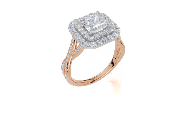 18ct Rose Gold Princess Cut 1.75 Carat tw of Lab-Grown Diamond Ring