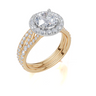 18ct Yellow Gold Round Cut 2.14 Carat tw of  Diamond Ring and 18ct Yellow Gold 0.31 Carat tw of   Diamond Band
