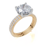 18ct Yellow Gold Round Cut 3.33 Carat tw of Lab-Grown Diamond Ring and 18ct Yellow Gold 0.38 Carat tw of Lab-Grown  Diamond Band