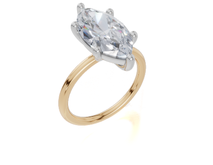 18ct Yellow Gold Marquise Cut 4.00 Carat of Lab-Grown Diamond Ring