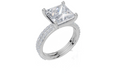 18ct White Gold Princess Cut 4.33 Carat tw of  Diamond Ring and 18ct White Gold 0.38 Carat tw of   Diamond Band