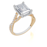 18ct Yellow Gold Emerald Cut 3.40 Carat tw of Lab-Grown Diamond Ring