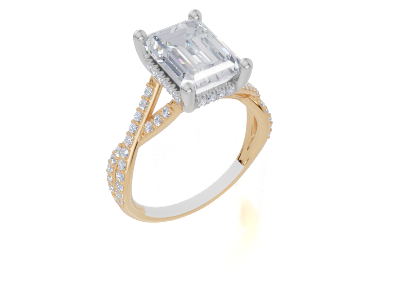 18ct Yellow Gold Emerald Cut 3.40 Carat tw of Lab-Grown Diamond Ring