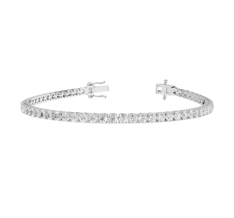 18CT White Gold Round Cut 6.20 Carat tw of Lab Grown Diamonds Tennis Bracelet