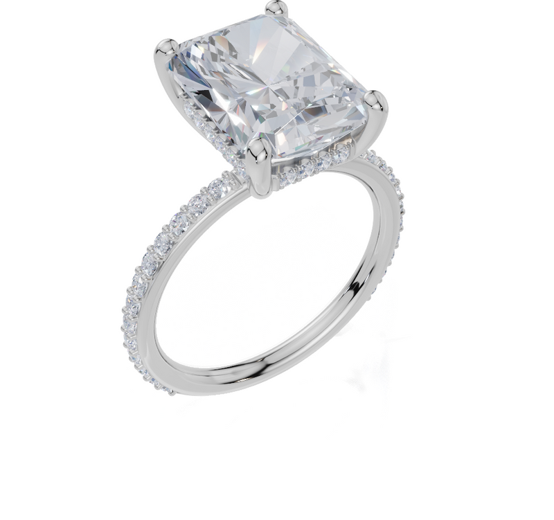 18ct White Gold Radiant Cut 4.42 Carat tw of  Diamond Ring
