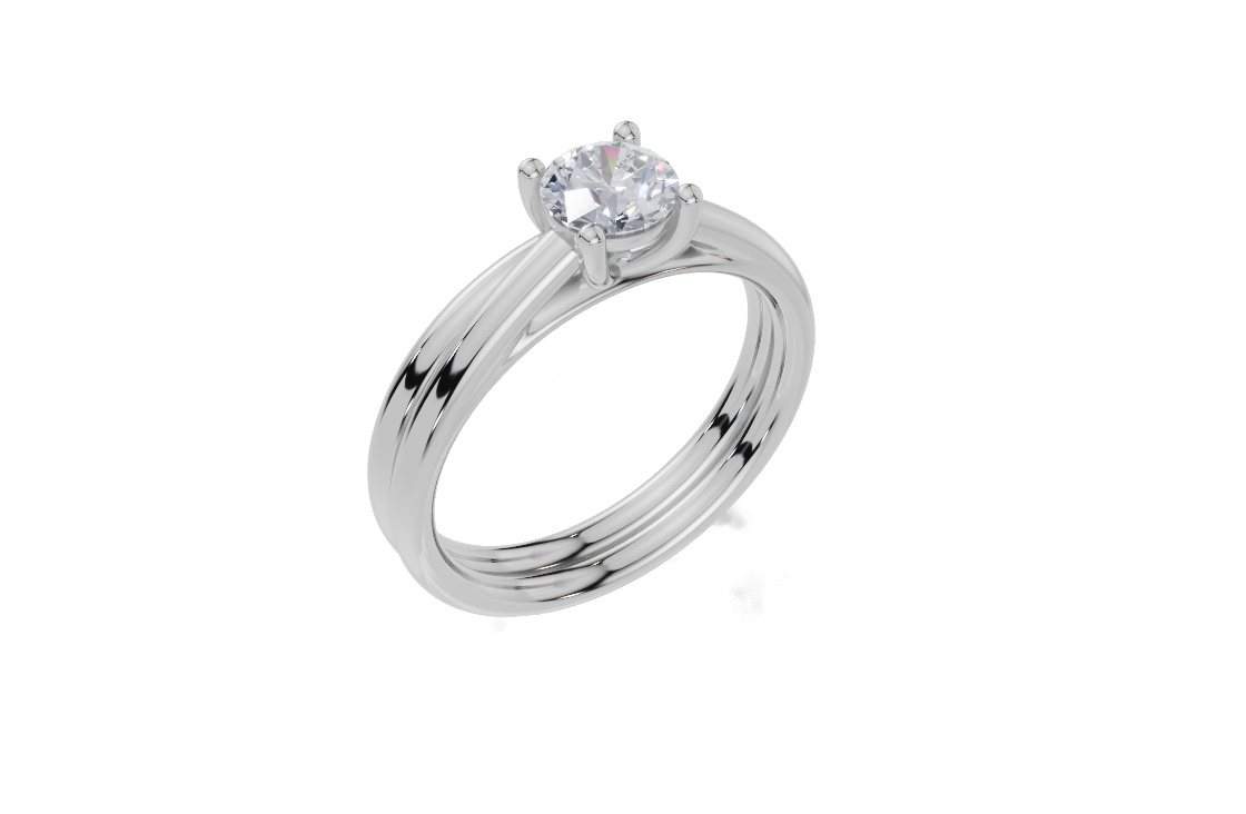 18ct White Gold Round Cut 0.50 Carat of  Diamond Ring and 18ct White Gold  Band