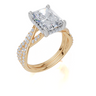 18ct Yellow Gold Radiant Cut 3.40 Carat tw of  Diamond Ring and 18ct Yellow Gold 0.29 Carat tw of   Diamond Band