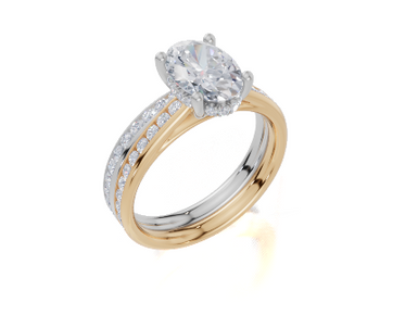 18ct Yellow Gold Oval Cut 1.91 Carat tw of  Diamond Ring and 18ct White Gold 0.34 Carat tw of   Diamond Band