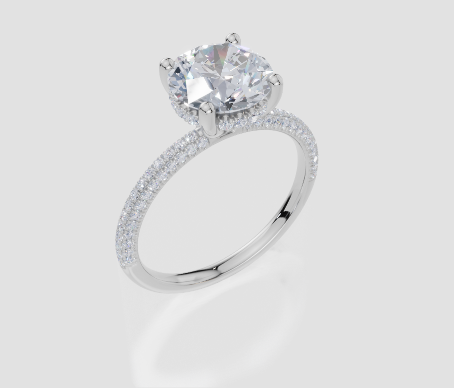 18ct White Gold Round Cut 2.40 Carat tw of Lab-Grown Diamond Ring