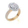 18ct Yellow Gold Oval Cut 2.66 Carat tw of Lab-Grown Diamond Ring and 18ct Yellow Gold 0.38 Carat tw of Lab-Grown  Diamond Band