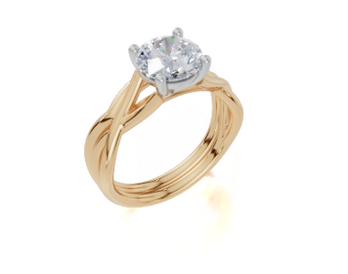 18ct Yellow Gold Round Cut 1.50 Carat of Lab-Grown Diamond Ring and 18ct Yellow Gold Lab-Grown Band