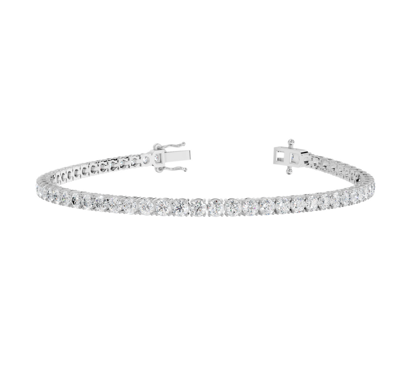 18CT White Gold Round Cut 6.20 Carat tw of Lab Grown Diamonds Tennis Bracelet