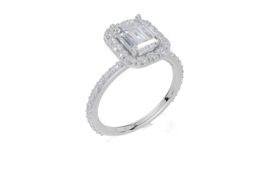18ct White Gold Emerald Cut 2.13 Carat tw of Lab-Grown Diamond Ring