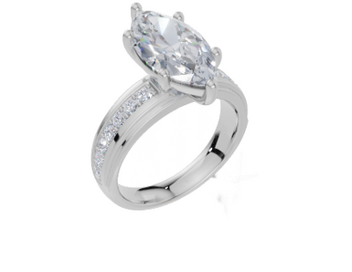 18ct White Gold Marquise Cut 3.36 Carat tw of  Diamond Ring
