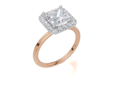 18ct Rose Gold Princess Cut 2.34 Carat tw of Lab-Grown Diamond Ring