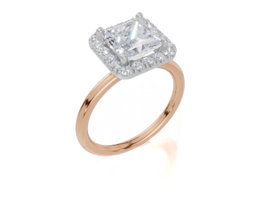 18ct Rose Gold Princess Cut 2.34 Carat tw of Lab-Grown Diamond Ring