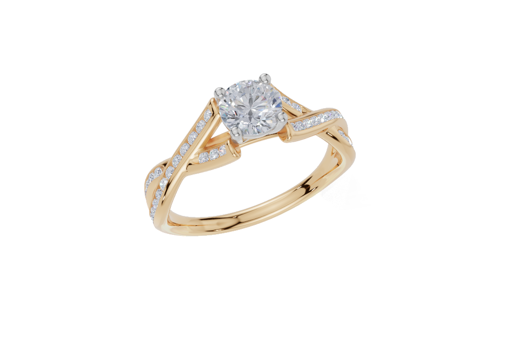 18ct Yellow Gold Round Cut 0.74 Carat tw of  Diamond Ring