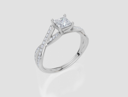 18ct White Gold Princess Cut 0.74 Carat tw of  Diamond Ring