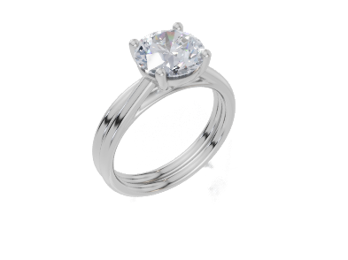 18ct White Gold Round Cut 2.00 Carat of Lab-Grown Diamond Ring and 18ct White Gold Lab-Grown Band