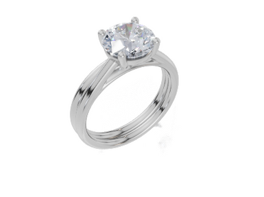 18ct White Gold Round Cut 2.00 Carat of Lab-Grown Diamond Ring and 18ct White Gold Lab-Grown Band