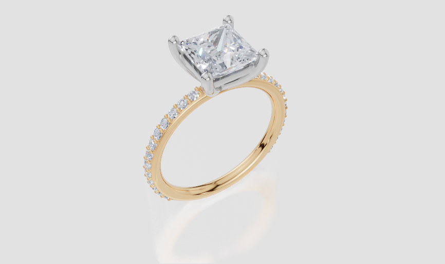 18ct Yellow Gold Princess Cut 2.33 Carat tw of  Diamond Ring