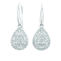 9ct White Gold Round Cut 0.34 Carat tw of Diamonds Shepards Hook Earrings