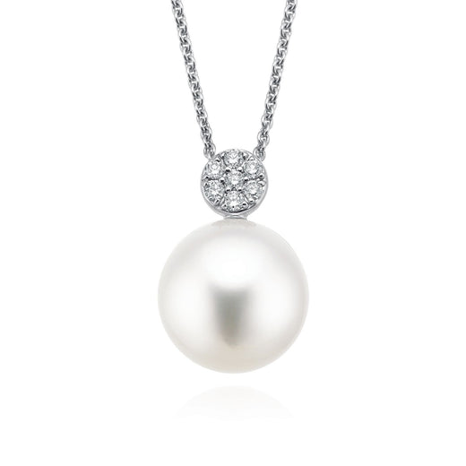 Perla by Autore 18ct White Gold 11mm South Sea Pearl & Diamond Pendant