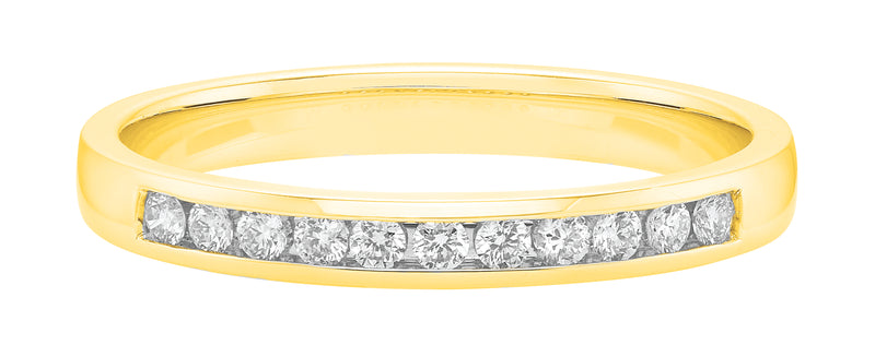 18ct Yellow Gold Round Cut 0.15 ctw Channel Set Diamond Ring