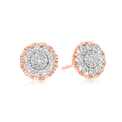 9ct Rose & White Gold Round Cut 0.15 Carat tw of Diamonds Earrings