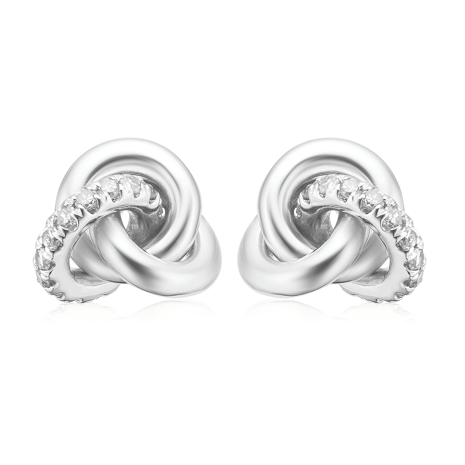 10ct White Gold Round Cut 0.25 Carat tw Knot Stud Earrings