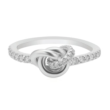 Sterling Sliver Round Cut Knot Diamond Ring