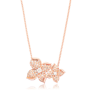 10ct Rose Gold Round Cut 0.40ctw Flower Diamond Necklace