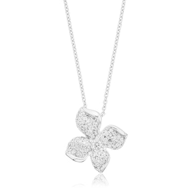 10ct White Gold Round Cut 0.33ctw Flower Diamond Pendant