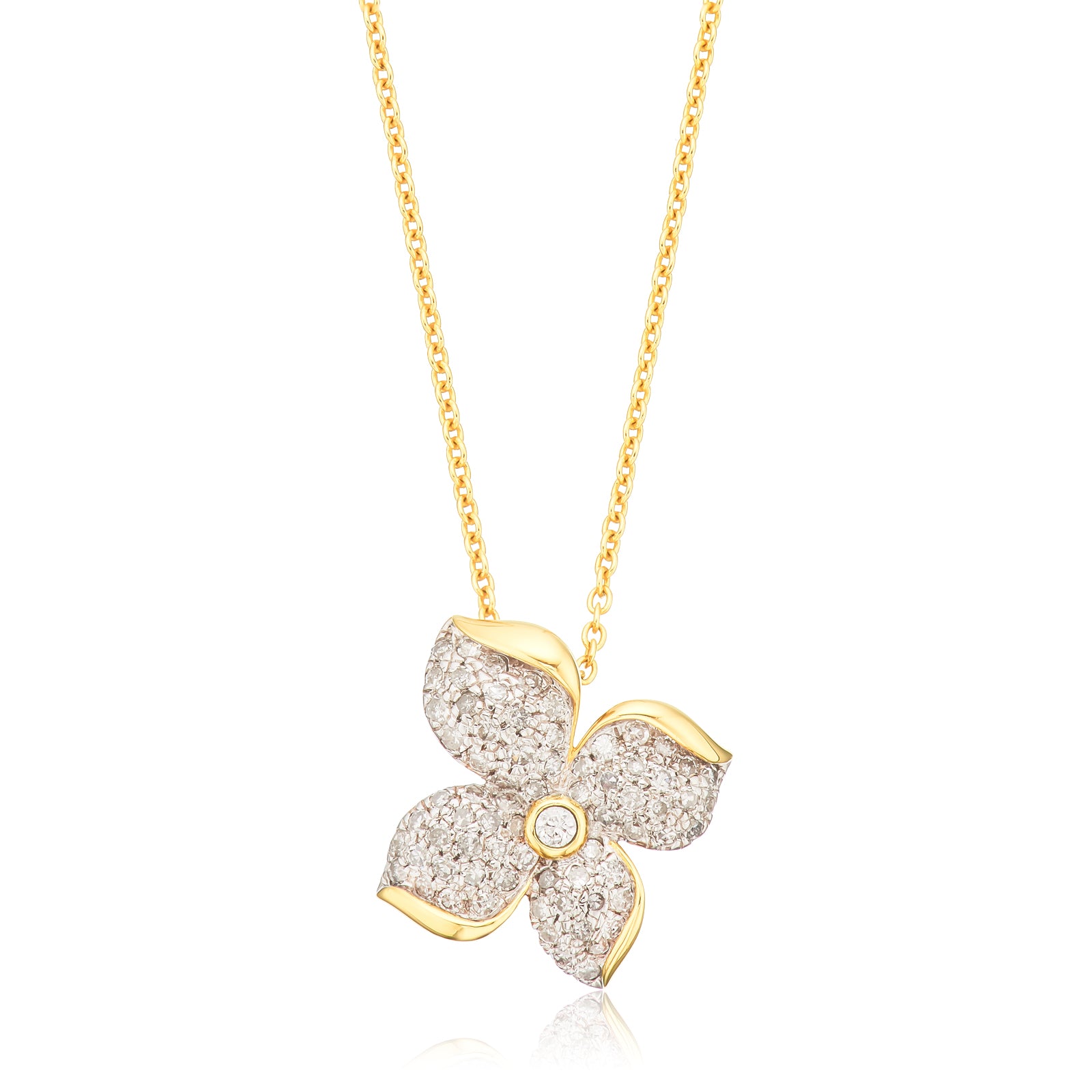 10ct Yellow Gold Round Cut 0.33ctw Knot Diamond Pendant
