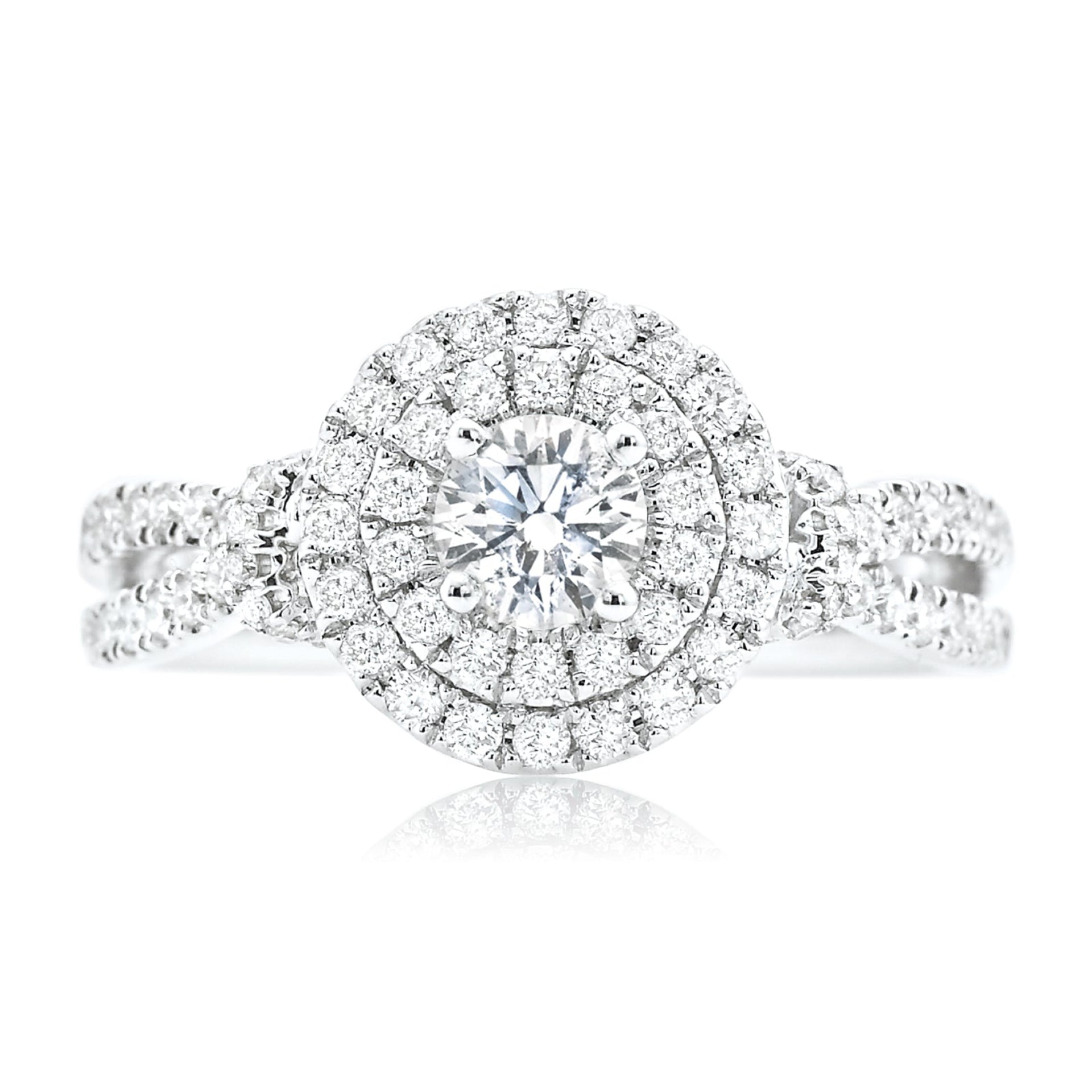 14ct White Gold Round Cut 1.00 Carat tw of Diamonds Ring