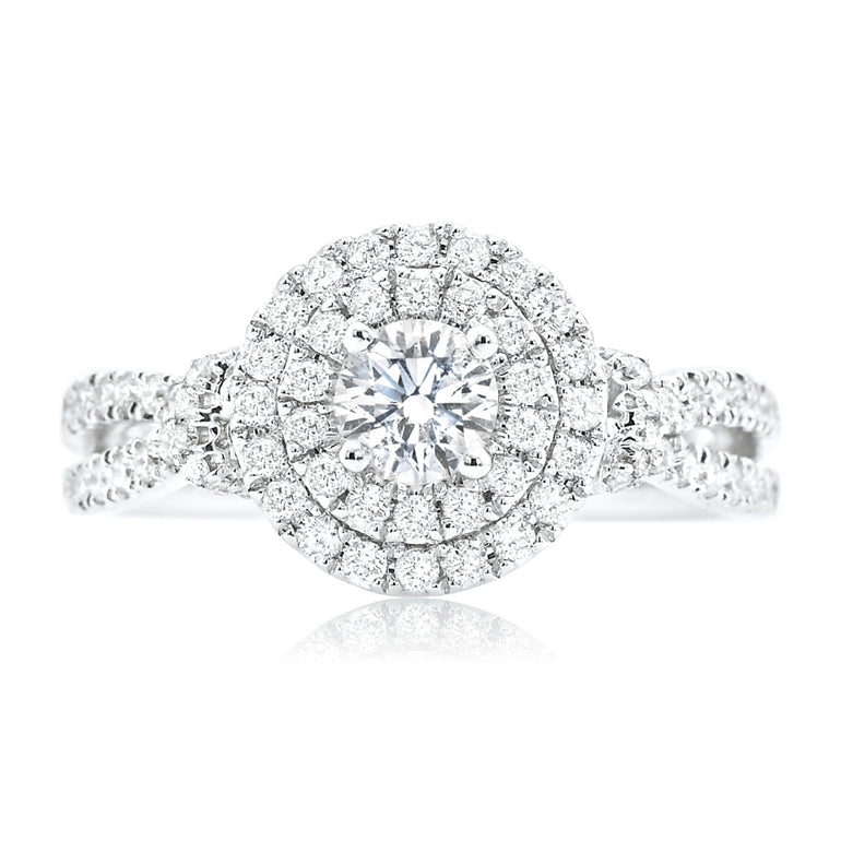 14ct White Gold Round Cut 1.00 Carat tw of Diamonds Ring