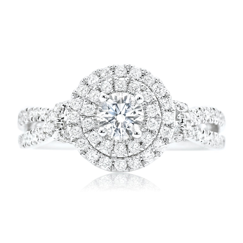 14ct White Gold Round Cut 1.00 Carat tw of Diamonds Ring