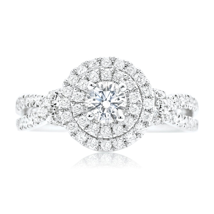 14ct White Gold Round Cut 1.00 Carat tw of Diamonds Ring