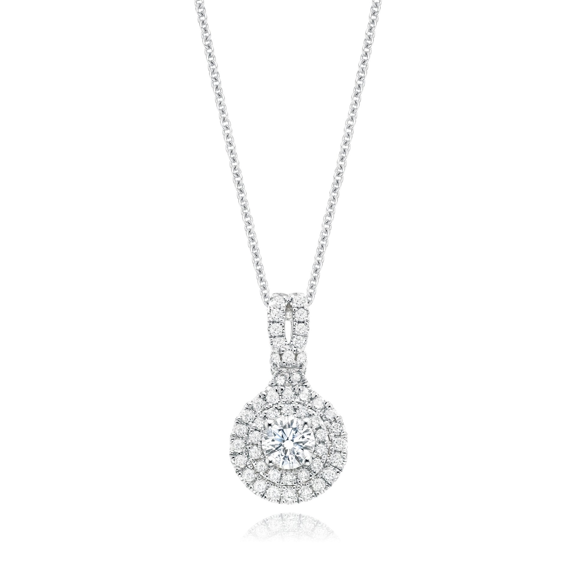 14ct White Gold Round Cut 0.75 Carat tw of Diamonds Pendant