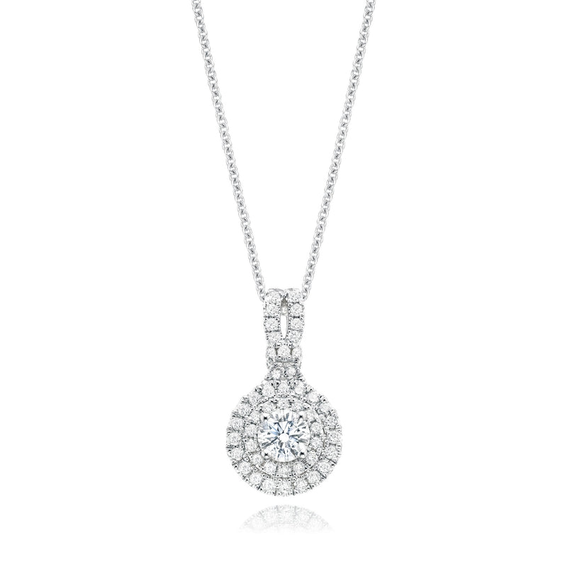 14ct White Gold Round Cut 0.75 Carat tw of Diamonds Pendant