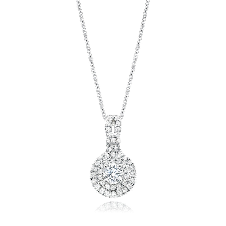 14ct White Gold Round Cut 0.75 Carat tw of Diamonds Pendant
