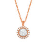 14ct Rose & White Gold Round Cut 0.38 Carat tw of Diamonds Pendant