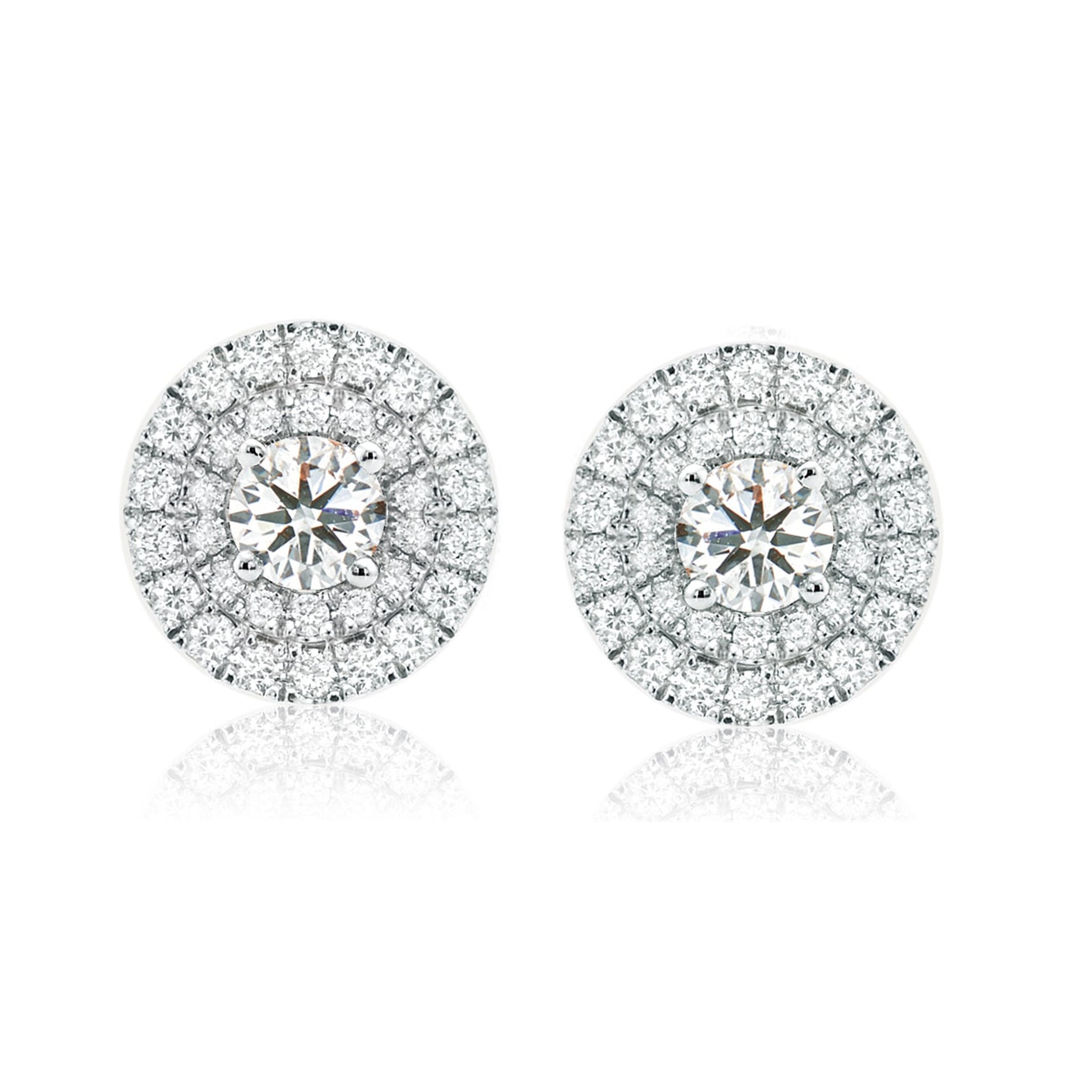 14ct White Gold Round Cut 0.60 Carat tw of Diamond Stud Earrings